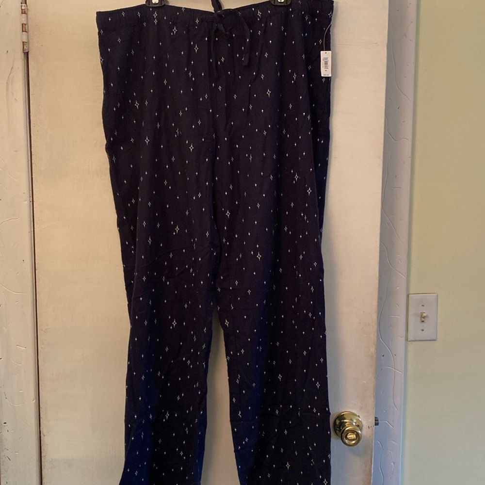 Cotton Stretch Butte Soft Adjustable Waist Wide Leg Pajama Pants New With Tags